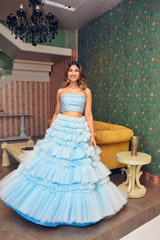 Blue Frill Lehenga SetKinjal Bhanushali (5)